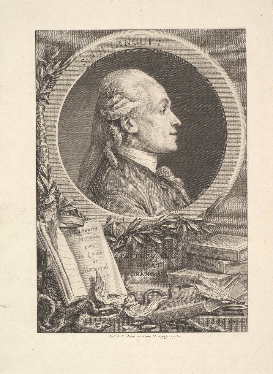 Retrato de Simon-Nicolas-Henri Linguet, 1773 de Augustin de Saint Aubin