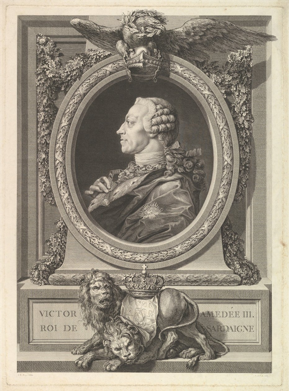 Retrato de Victor Amadeus III, rei da Sardenha, 1777. de Augustin de Saint Aubin