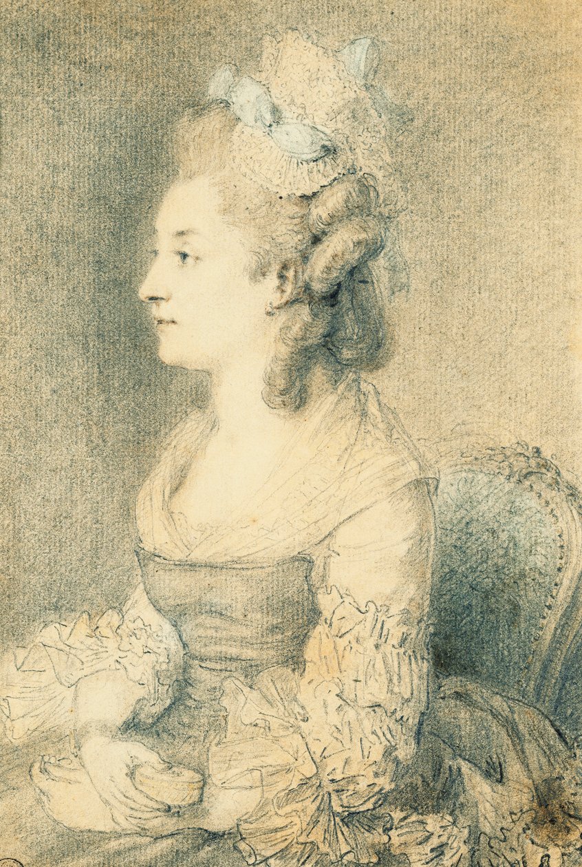 Retrato da esposa do artista de Augustin de Saint Aubin