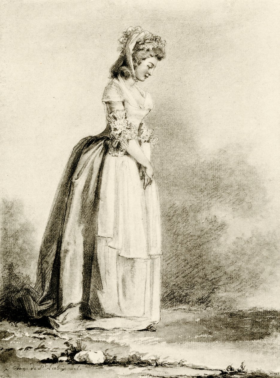 Estudo de uma jovem senhora de Augustin de Saint Aubin