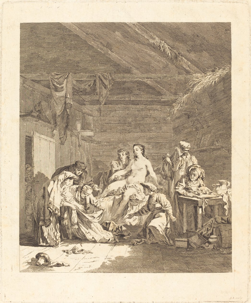 Le alavanca de la mariée russe (costume dos russos após a cerimônia de casamento e antes da festa de casamento) de Augustin de Saint Aubin after Jean Baptiste Le Prince