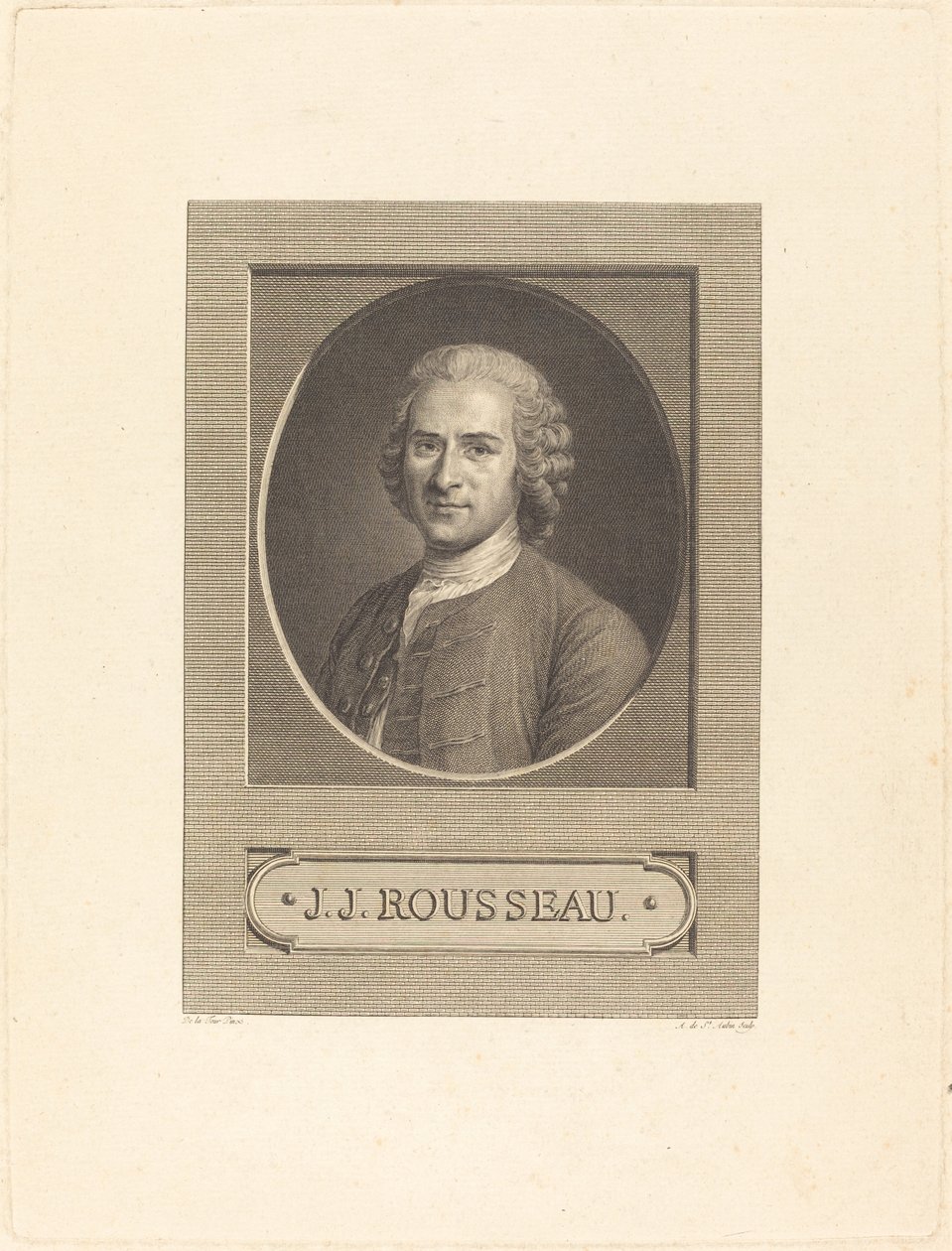 Frontispício: J.J. Rousseau de Augustin de Saint Aubin after Maurice Quentin