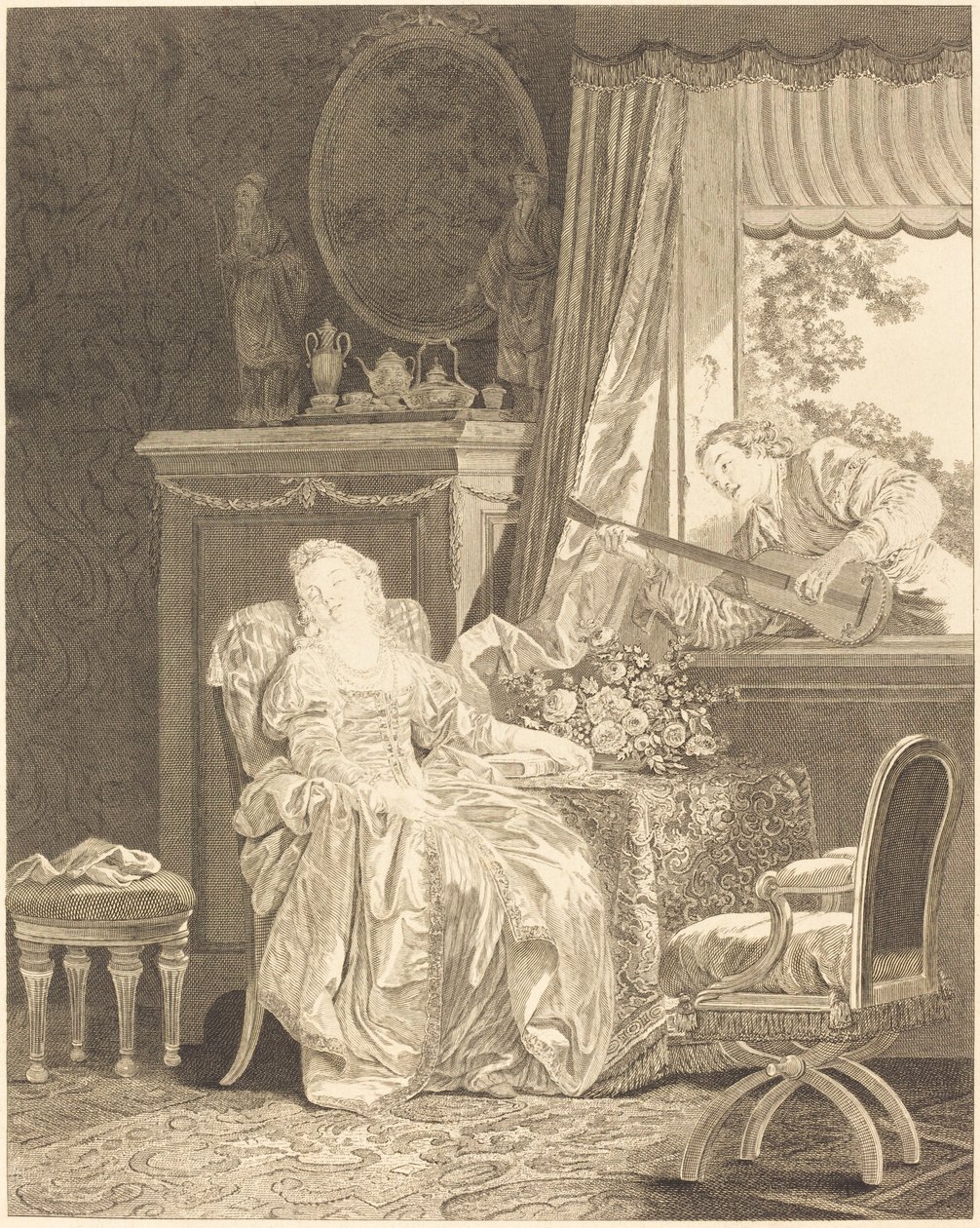 amor espanhol de Augustin de Saint Aubin and Noël Pruneau after Jean Baptiste Le Prince