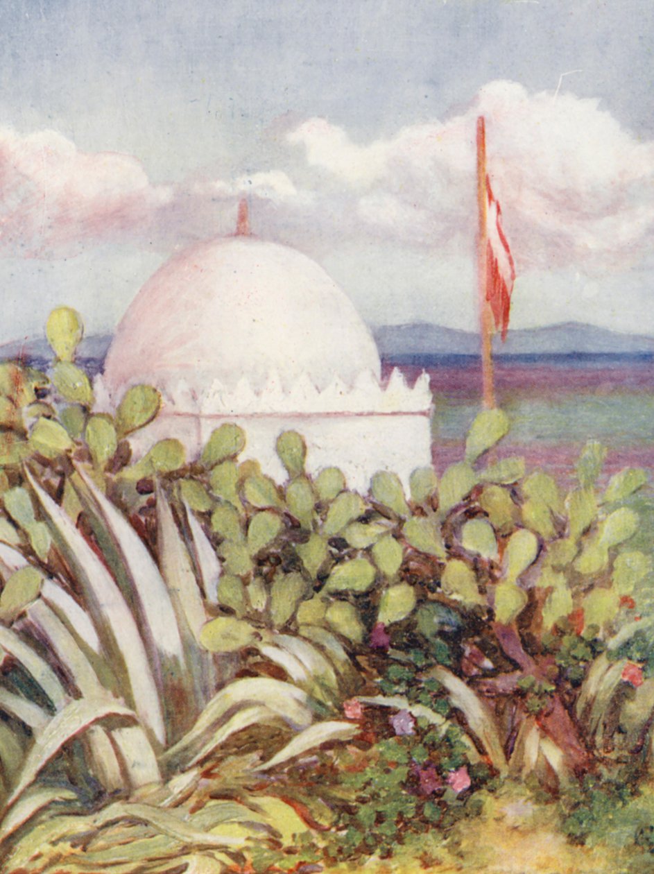 Um marabu perto de Tânger (litografia a cores) de Augustine Fitzgerald