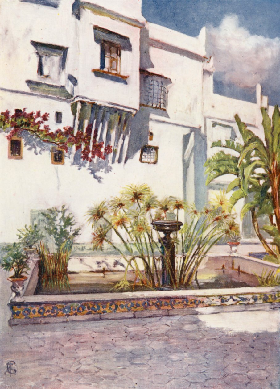 Pátio do Bardo, Argel (litografia a cores) de Augustine Fitzgerald