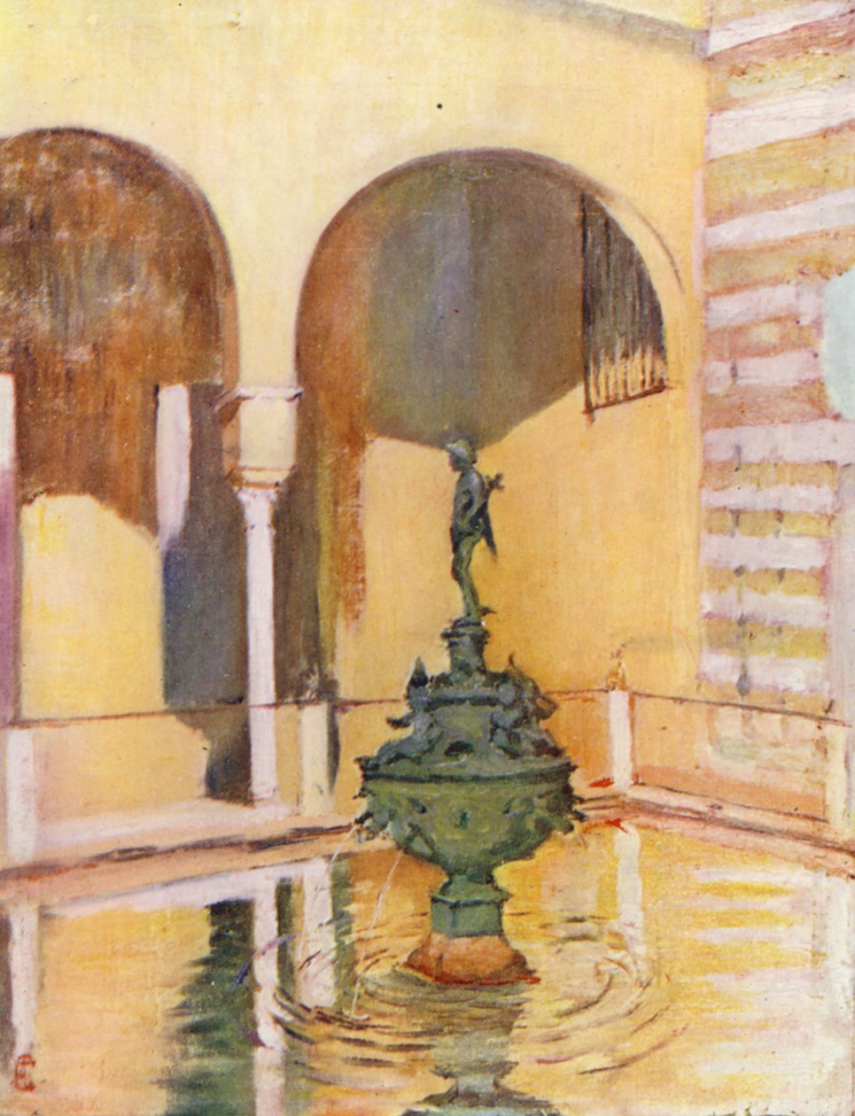 Fonte no Jardim do Alcazar, Sevilha (litografia a cores) de Augustine Fitzgerald