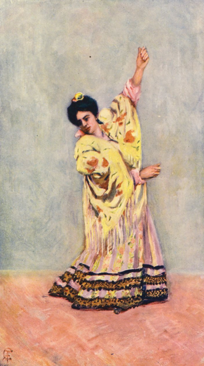 Cigano espanhol a dançar a tanga (litografia a cores) de Augustine Fitzgerald
