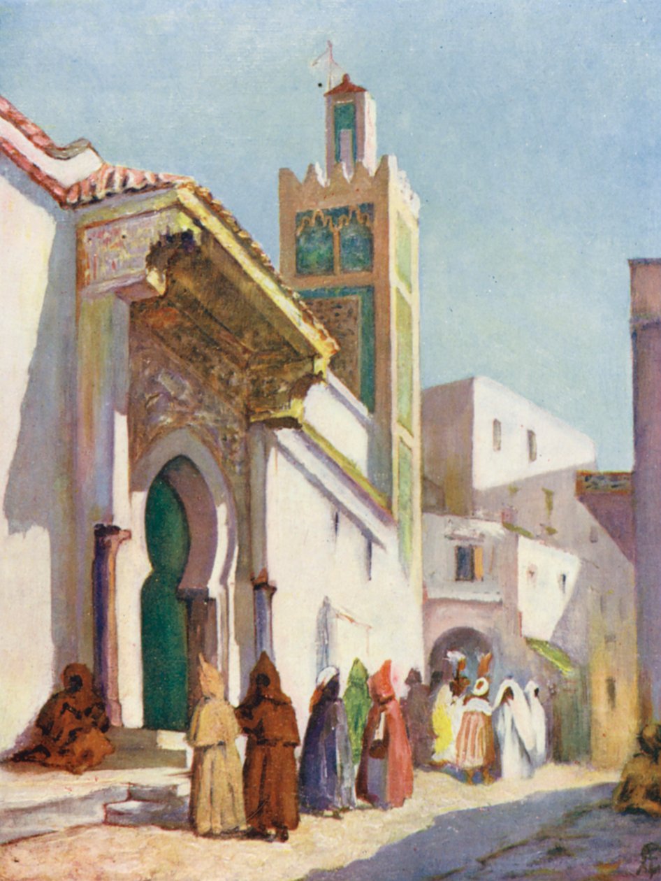 A Grande Mesquita, Tânger (litografia a cores) de Augustine Fitzgerald