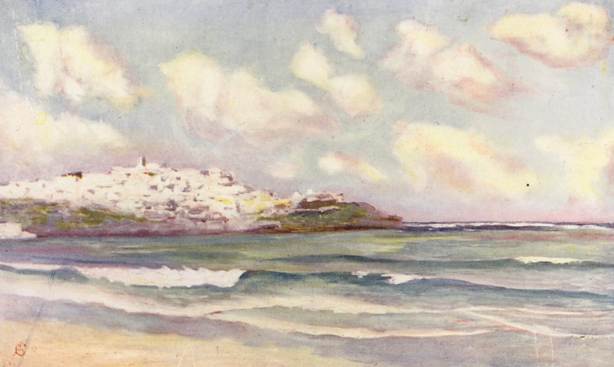 Vista de Tânger a partir da praia (litografia a cores) de Augustine Fitzgerald