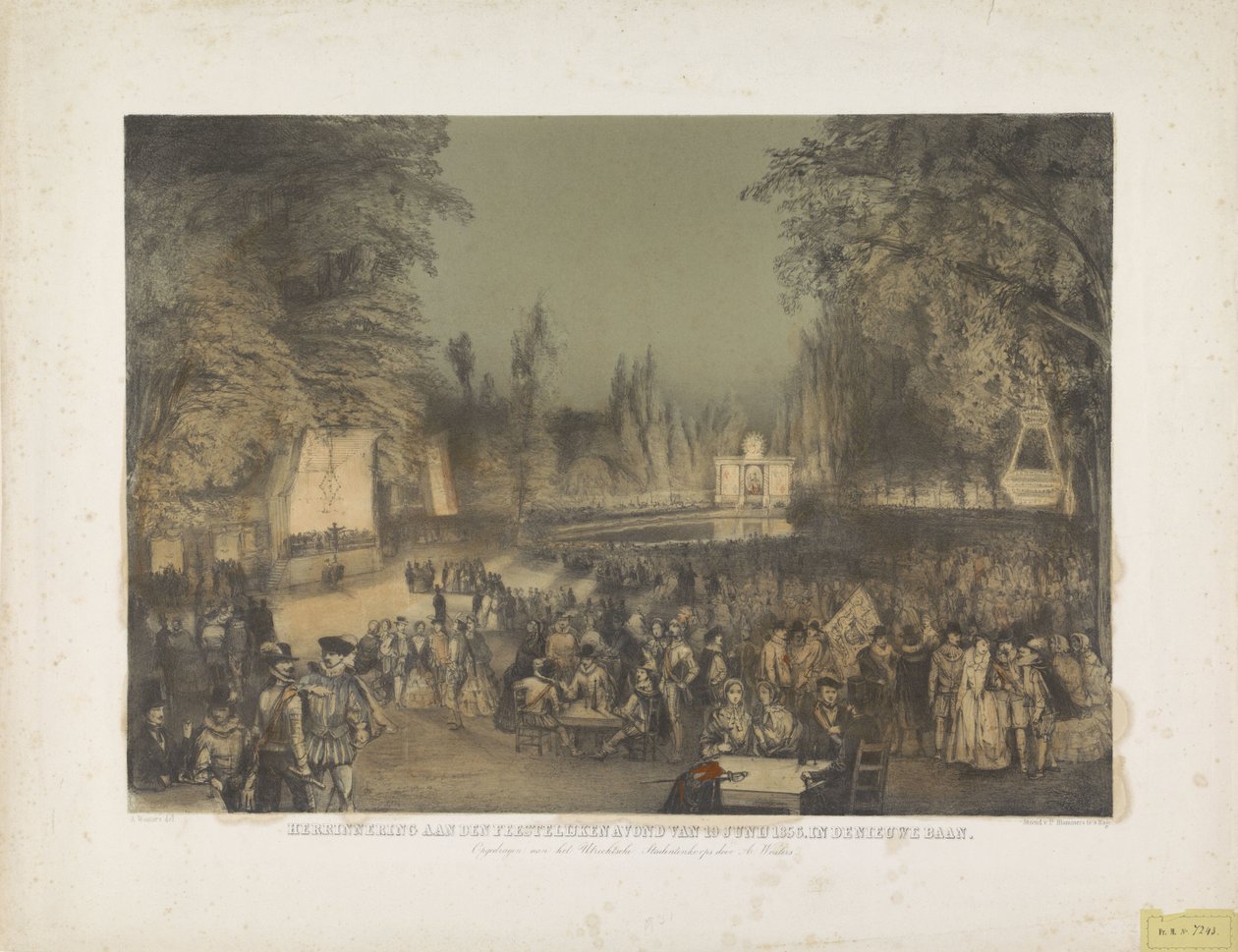 Memória da noite festiva de 19 de junho de 1856. No Nieuwe Baan (título no objeto) de Augustinus Jacobus Bernardus Wouters