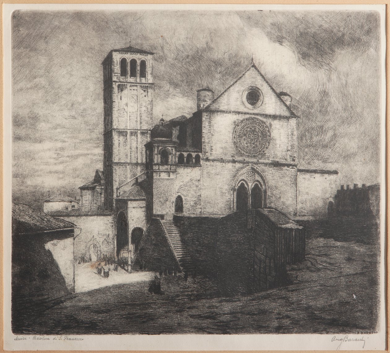 Assis, Basílica de São Francisco (gravura sobre papel) de Augusto Baracchi