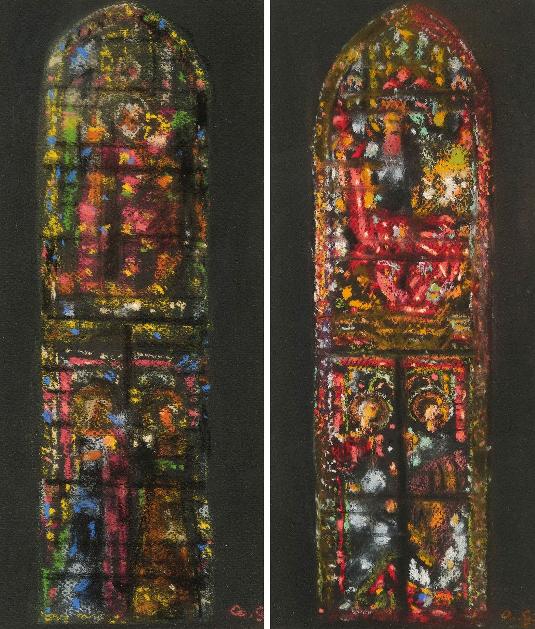 Esboços de Augusto Giacometti a partir de um vitral da Catedral de Florença de Augusto Giacometti