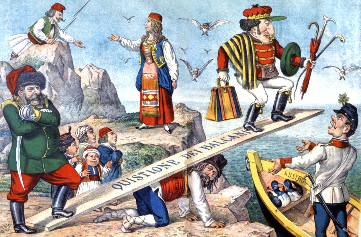 A questão dos Balcãs, c.1900 (ilustração) de Augusto Grossi