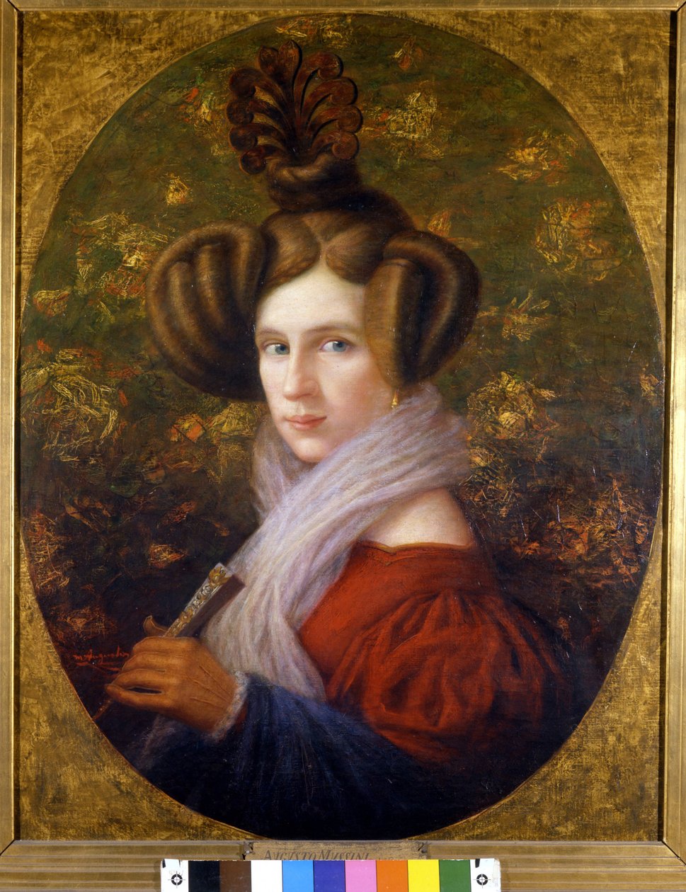 Retrato de Margherita Barezzi (1814-1840) primeira esposa de Giuseppe Verdi. pintura de A. Mussini. Museo della Scala. Milão de Augusto Mussini
