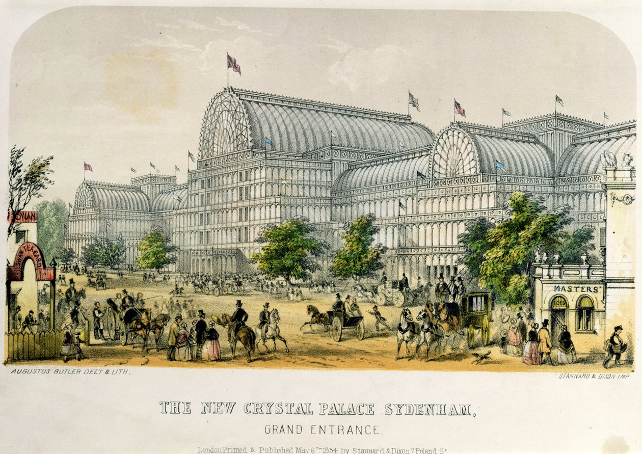 O New Crystal Palace Sydenham, Grande Entrada, pub. 1854 de Augustus Butler