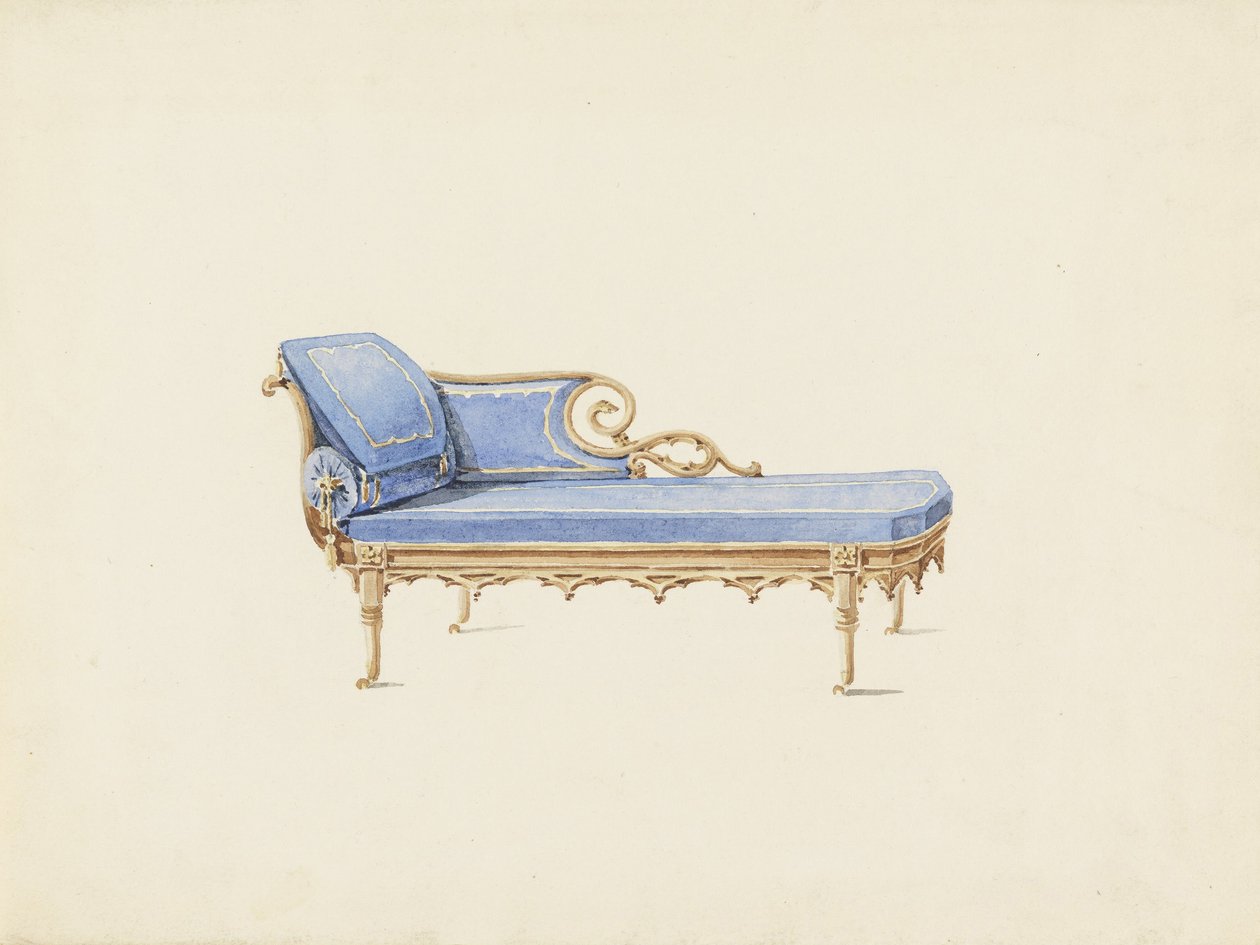 Design para um sofá no estilo neogótico de Augustus Charles Pugin