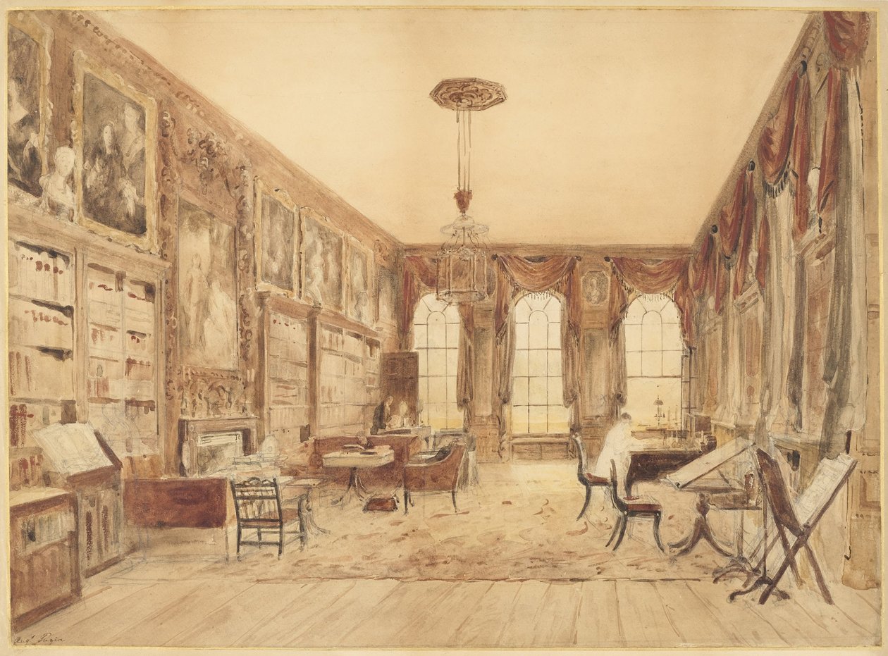 O Interior da Biblioteca de Cassiobury de Augustus Charles Pugin