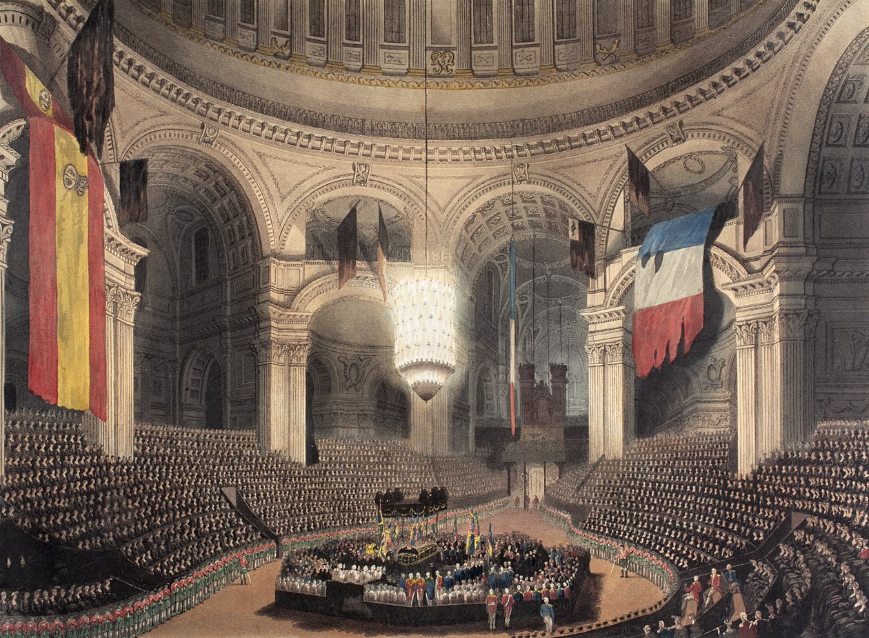 A chegada da carruagem fúnebre de Nelson para internamento na Catedral de São Paulo, publicada em 9 de janeiro de 1806 de Augustus Charles Pugin