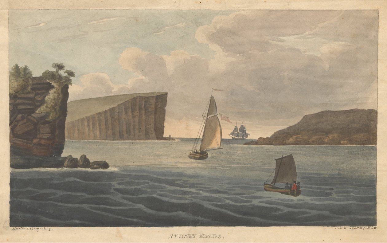 Sydney HeadsEarle, Augustus. Vistas na Austrália. Litografia de Sydney-Earle, 1826. de Augustus Earle