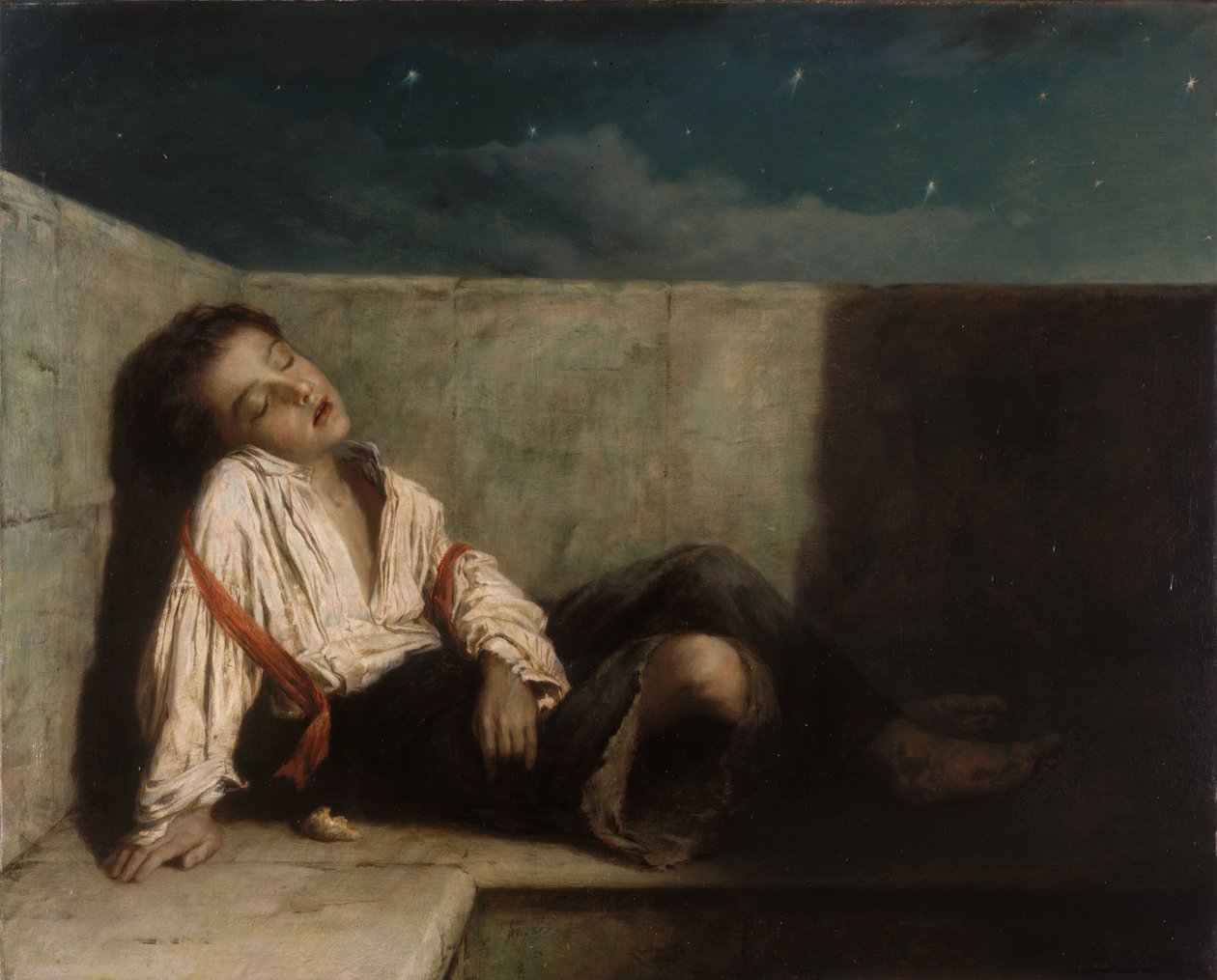 Um recesso em uma ponte de Londres, 1879 de Augustus Edward Mulready
