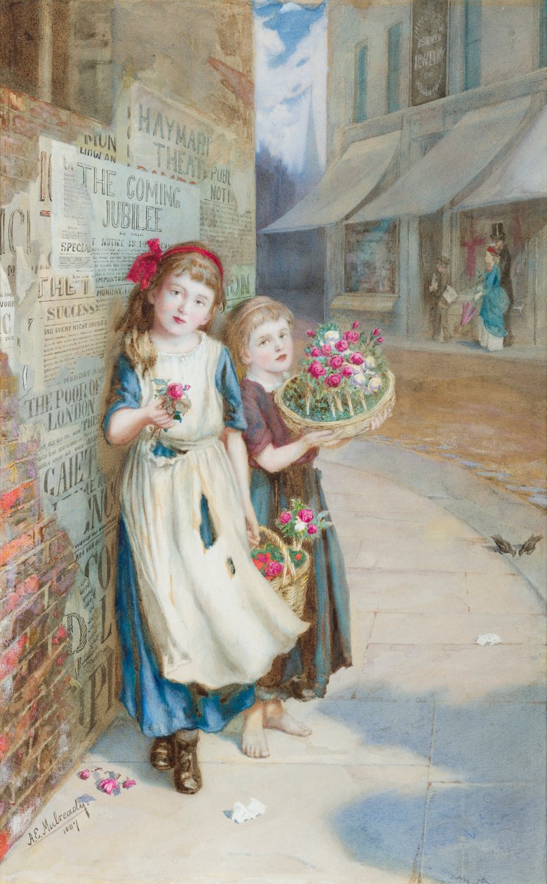 Pequenos vendedores de flores de Augustus Edward Mulready
