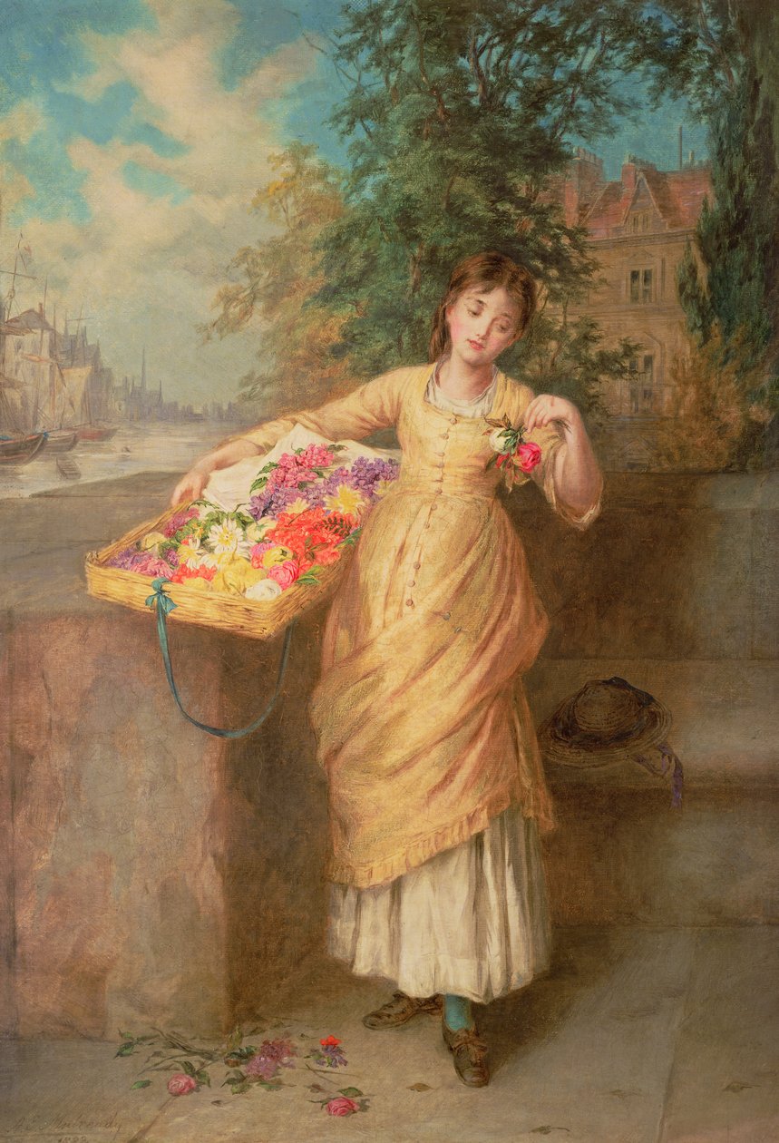 O vendedor de flores, 1882 de Augustus Edward Mulready
