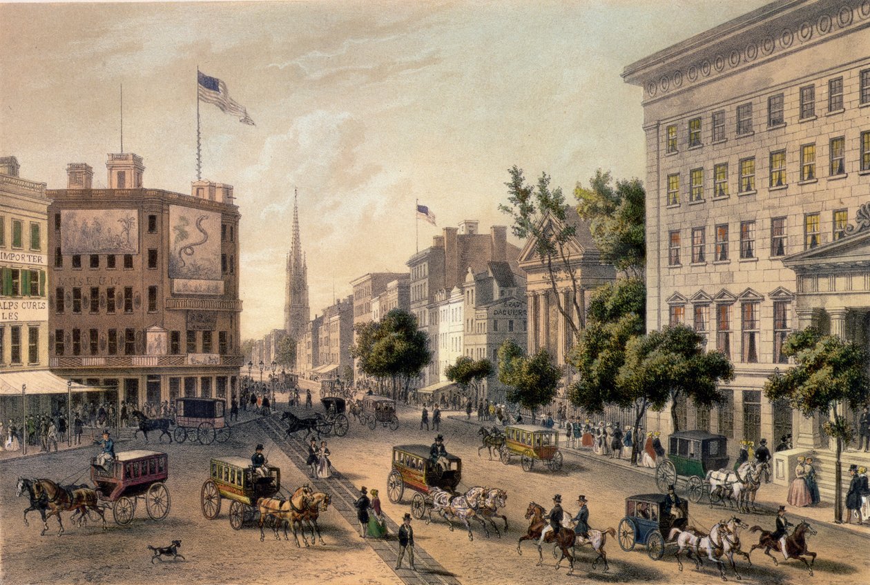 Broadway, Nova Iorque, gravada por Deroy, pub. de Goupil und Co. de Augustus Kollner