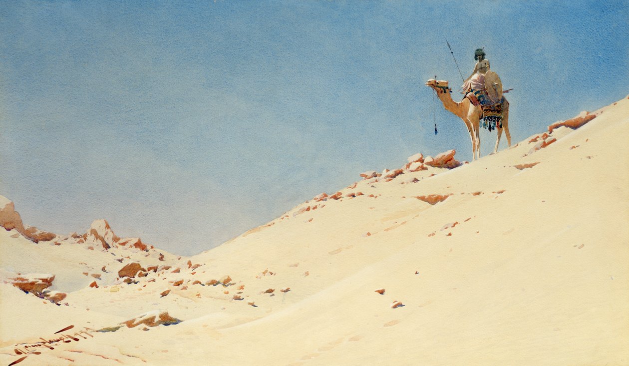 The Desert Warrior, c.1900 wc e lápis sobre papel de Augustus Osborne Lamplough
