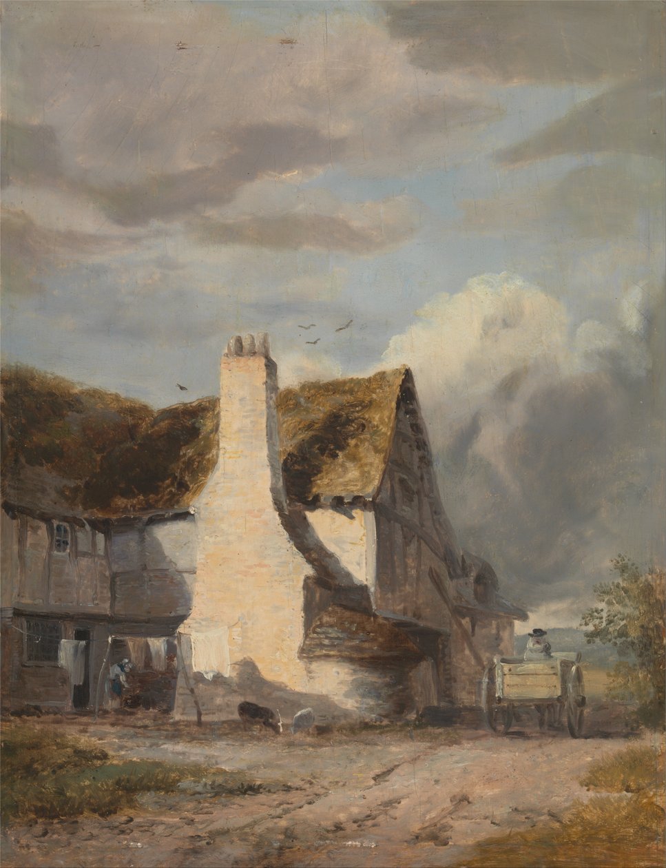 Cottage por uma pista do país de Augustus Wall Callcott