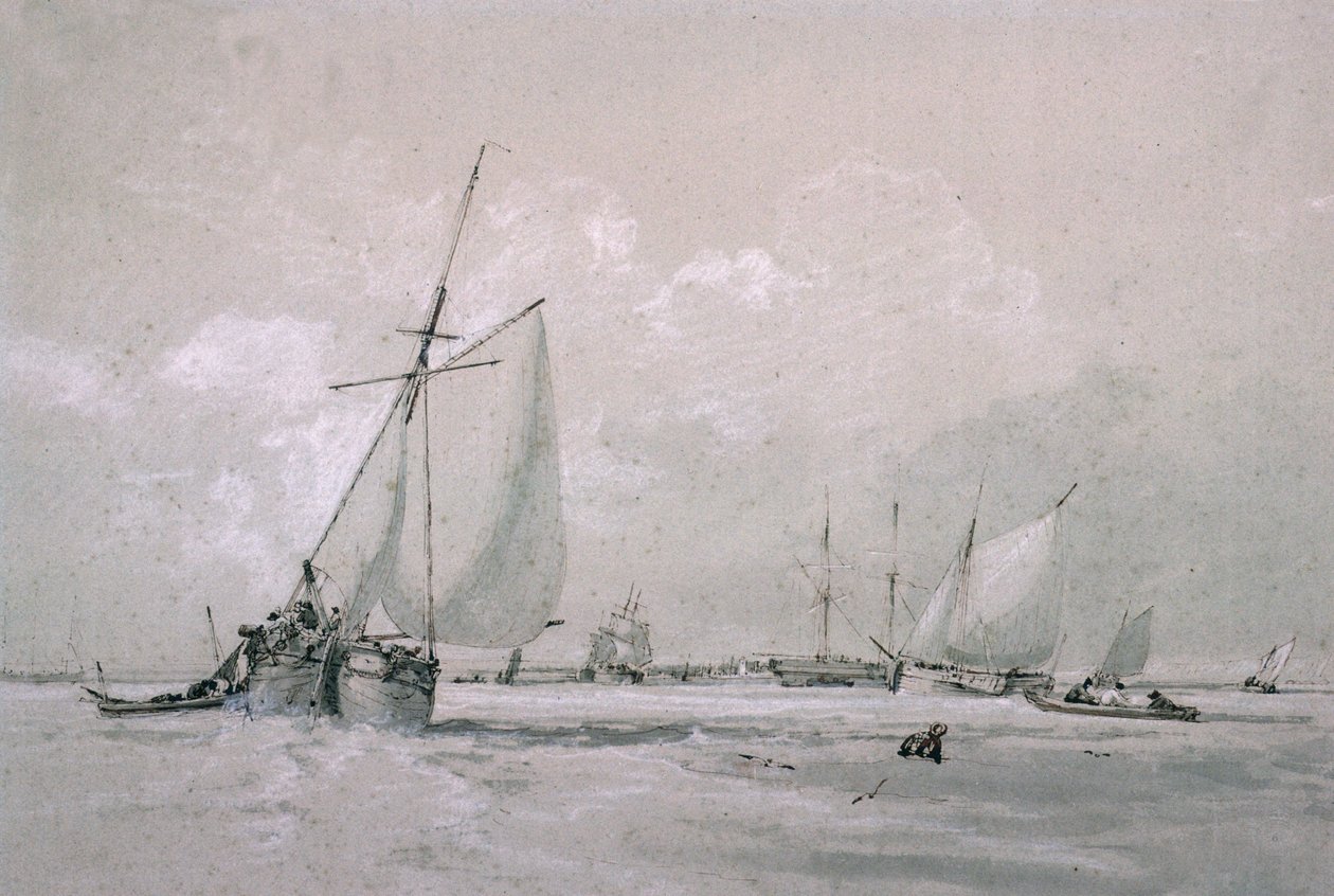 Pesca Smack Mentindo para (desenho) de Augustus Wall Callcott