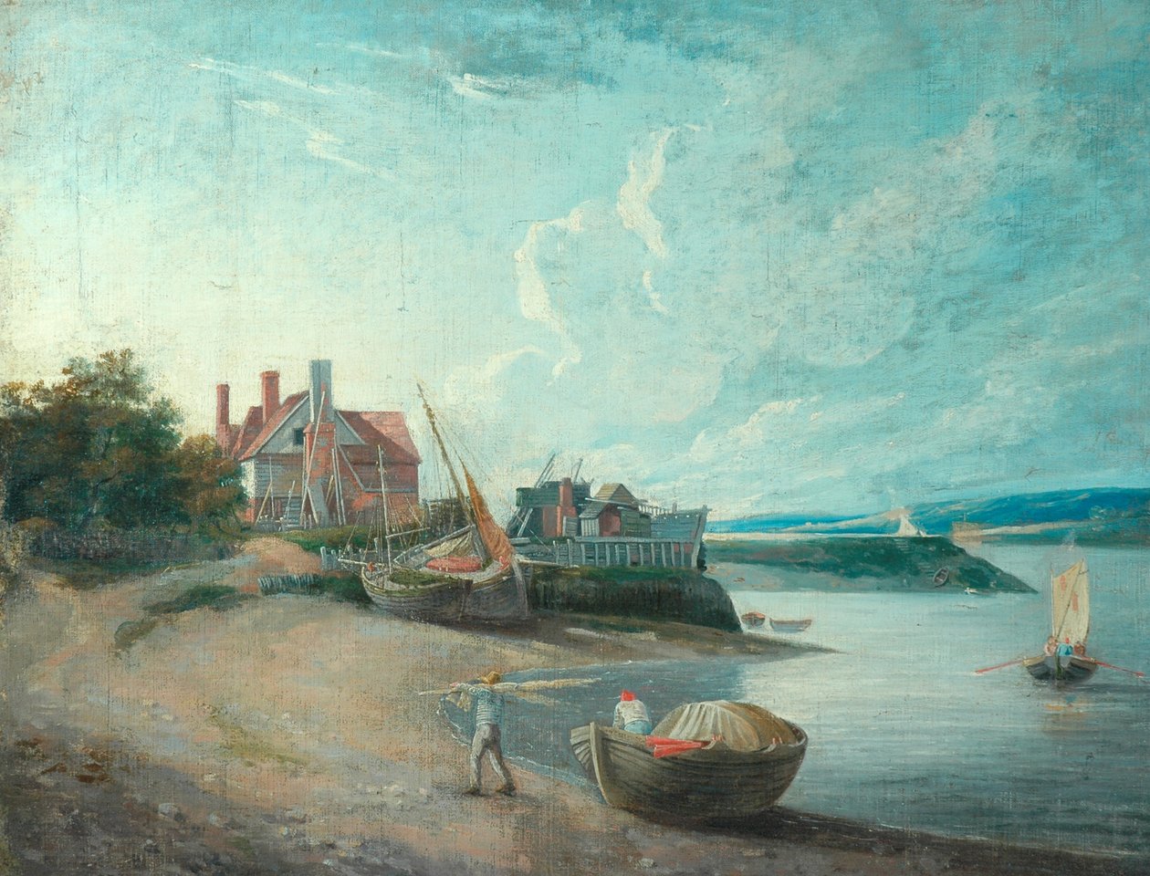 Cena do rio com barcos, 1815 de Augustus Wall Callcott