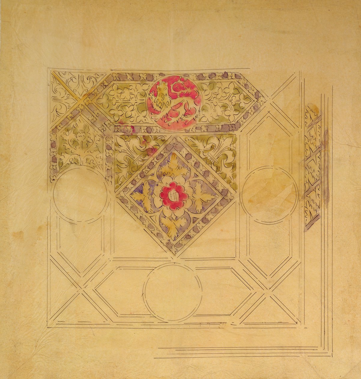 Projeto de teto para o Palácio de Westminster (caneta e tinta no papel) de Augustus Welby Northmore Pugin
