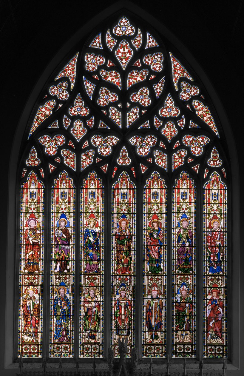 Virgem e Cristo com Santos, janela do leste, 1847-48 de Augustus Welby Northmore Pugin