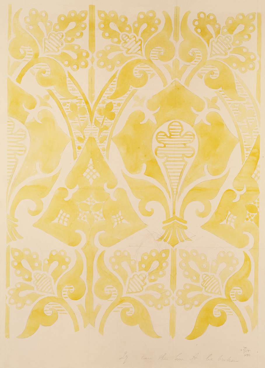 Design para um brocado de veludo ou seda, 1850 (lápis e wc no papel) de Augustus Welby Northmore Pugin