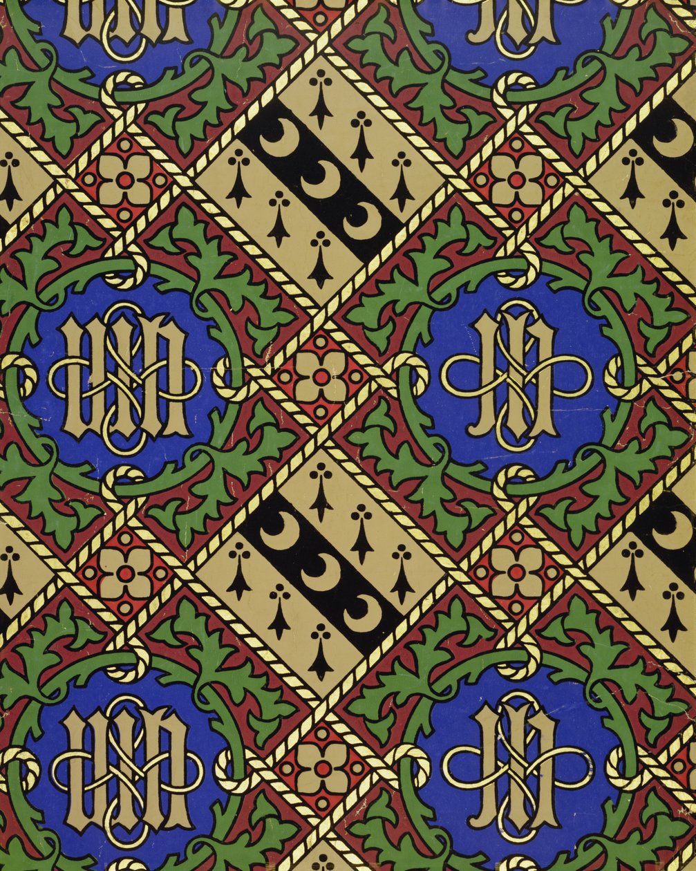 Design de papel de parede eclesiástico de impressão de diamante de Augustus Welby Northmore Pugin