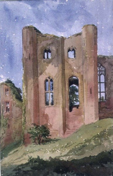Castelo de Kenilworth, Warwick, vista da torre adjacente ao grande salão, século XIX de Augustus Welby Northmore Pugin