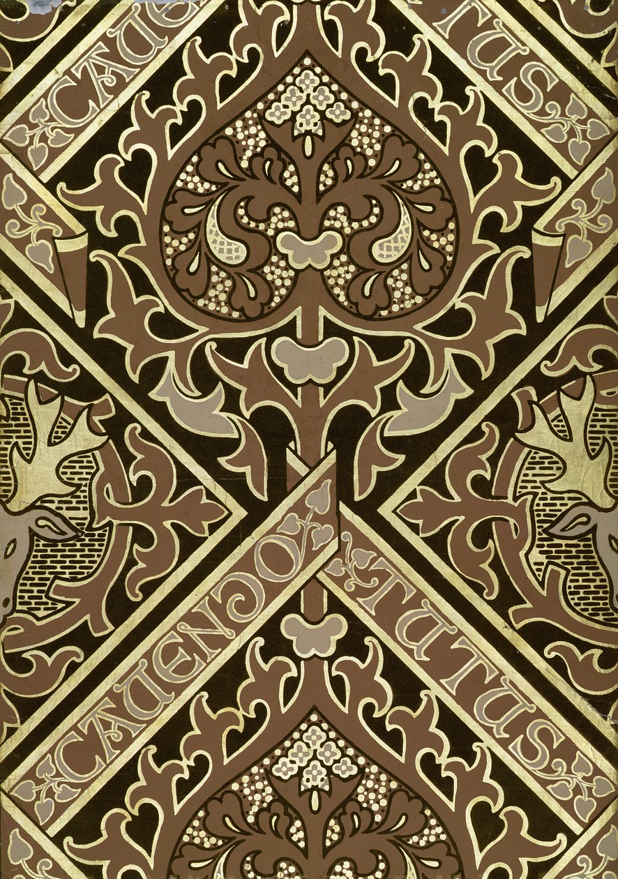Design de papel de parede eclesiástico de mosaico de Augustus Welby Northmore Pugin