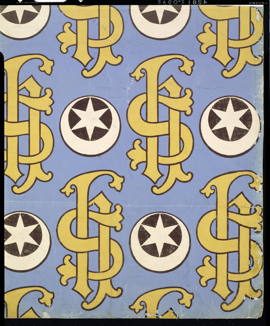 Design de papel de parede eclesiástico de estrela e clave de Augustus Welby Northmore Pugin