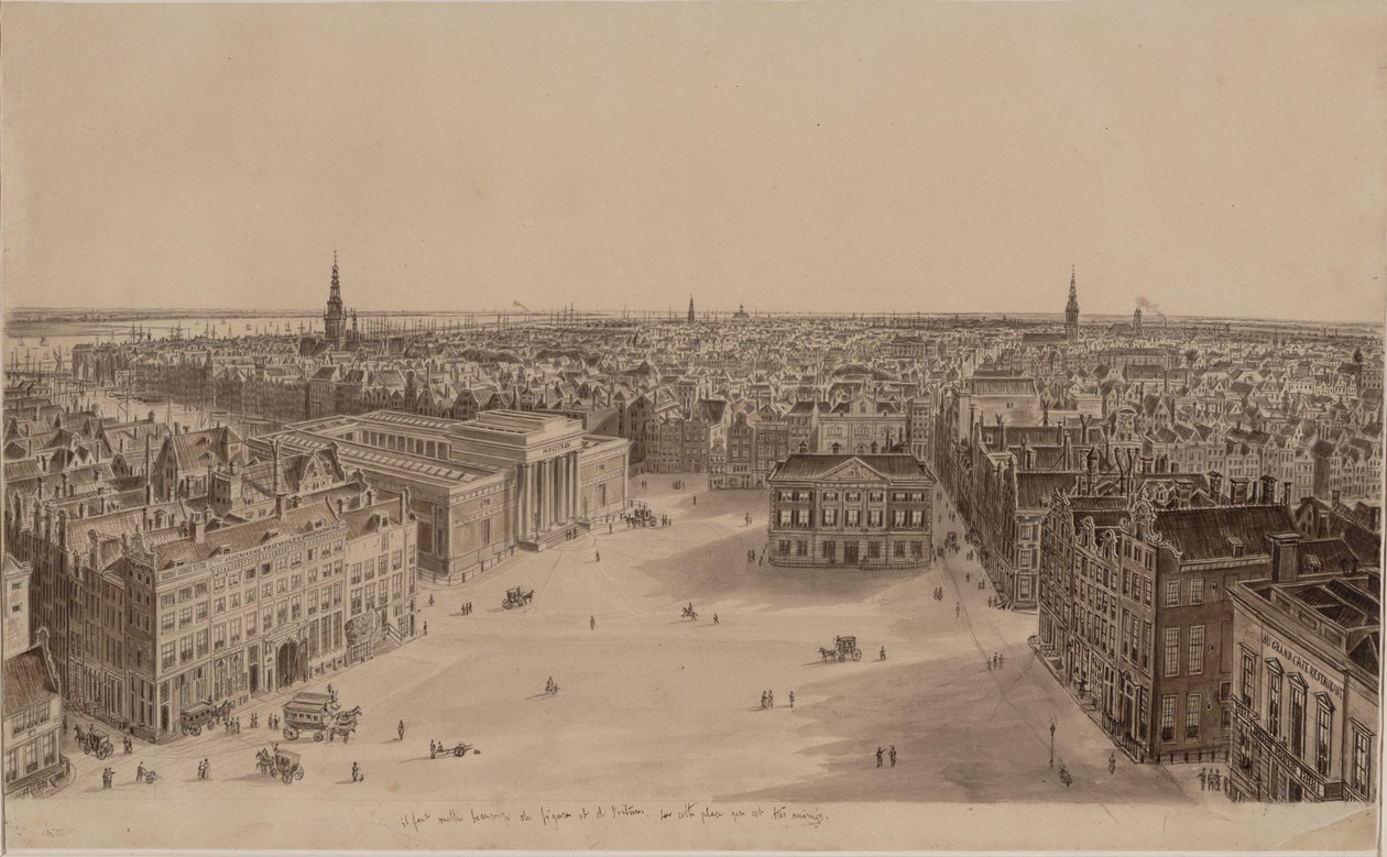 Vista, de, amsterdão, de, palácio real, torre de Augustus Wijnantz