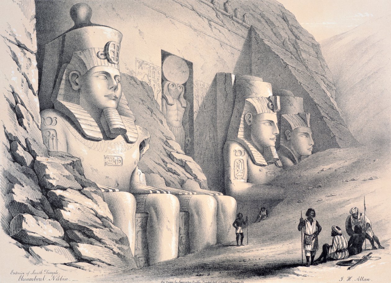 Exterior do Templo do Sul, Ebsamboul, Nubia, c1850 de Augustus Butler