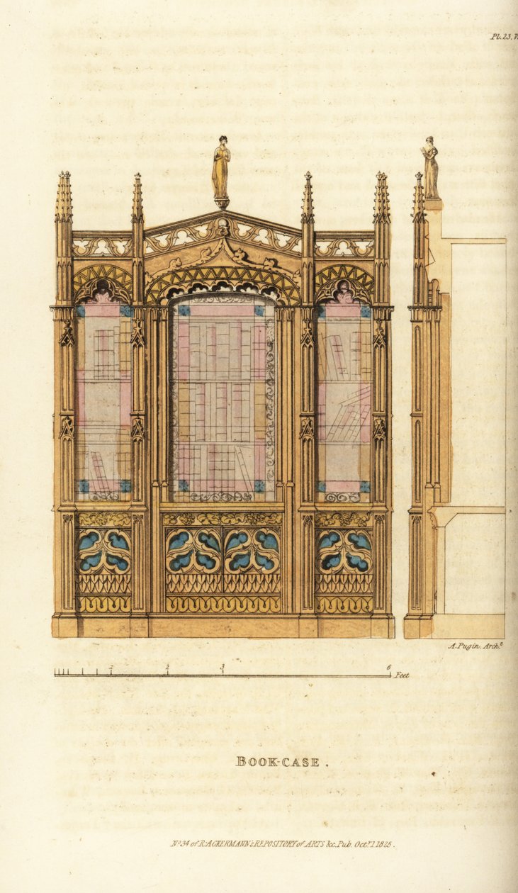 Um caso de livro gótico de Augustus Charles (after) Pugin