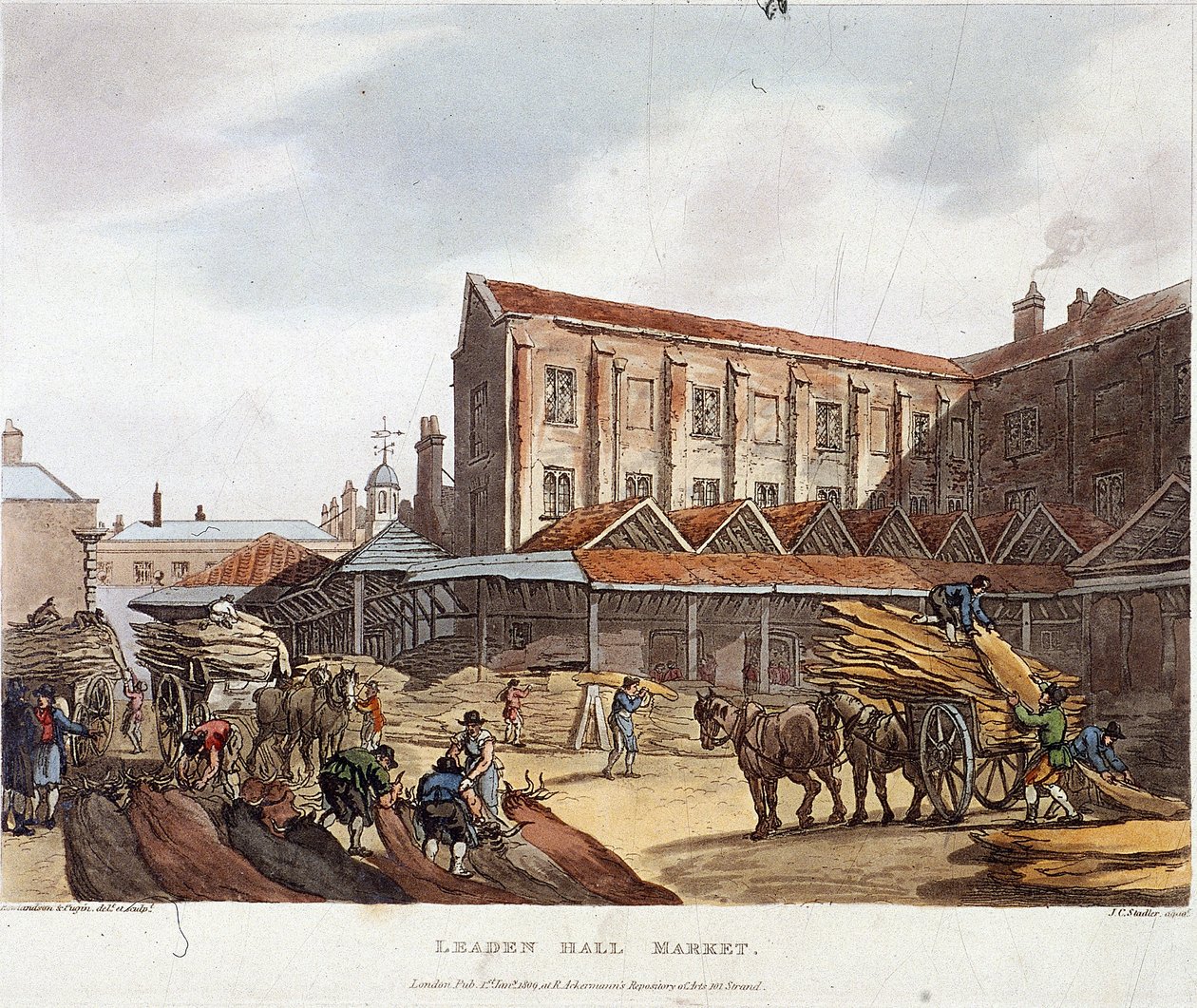 Mercado Leadenhall, Londres, 1809 de Augustus Charles Pugin, Thomas Rowlandson