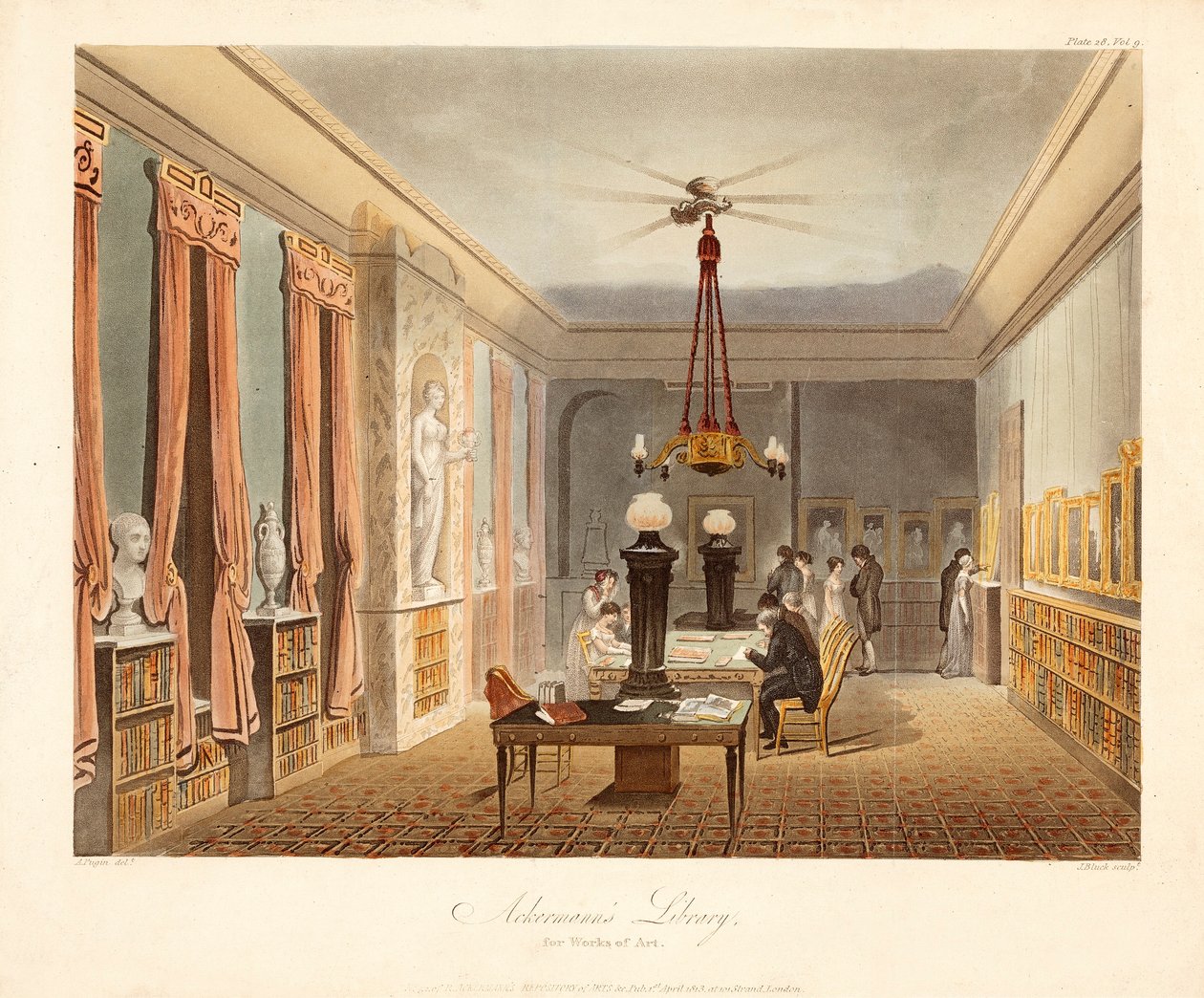 Biblioteca de Obras de Arte de Ackermann, pub. 1815. de Augustus Charles Pugin