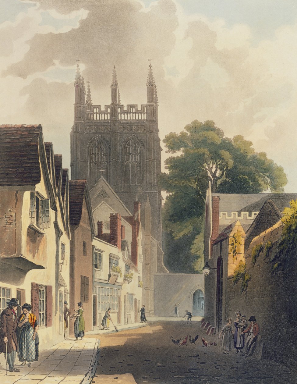 Pista da pega, Oxford, ilustração da "história de Oxford" gravada por J. Bluck (fl.1791-1831) pub. por R. Ackermann, 1813 (aquatinta colorida) de Augustus Charles Pugin
