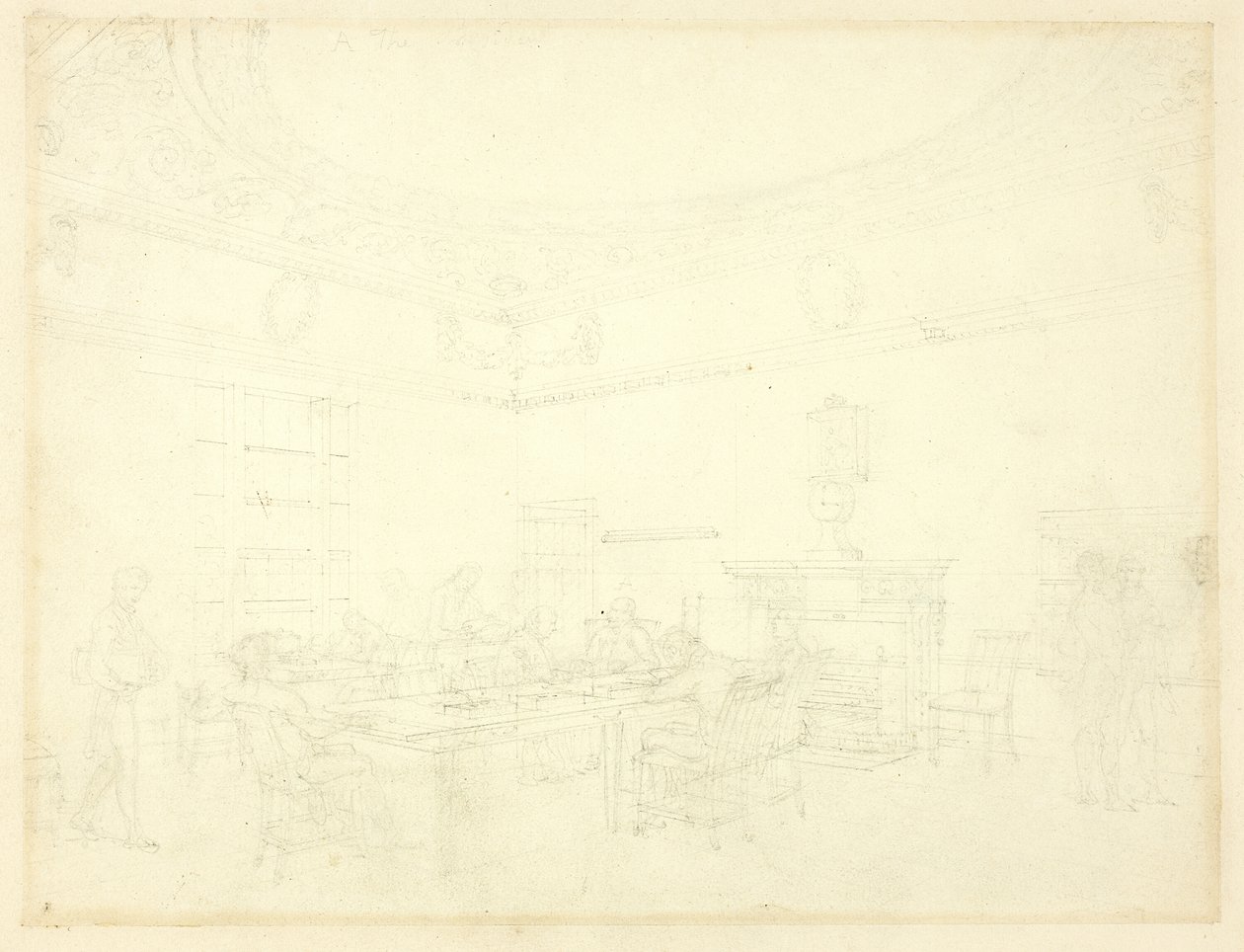 Estudo para Board of Trade, da Microcosm of London de Augustus Charles Pugin