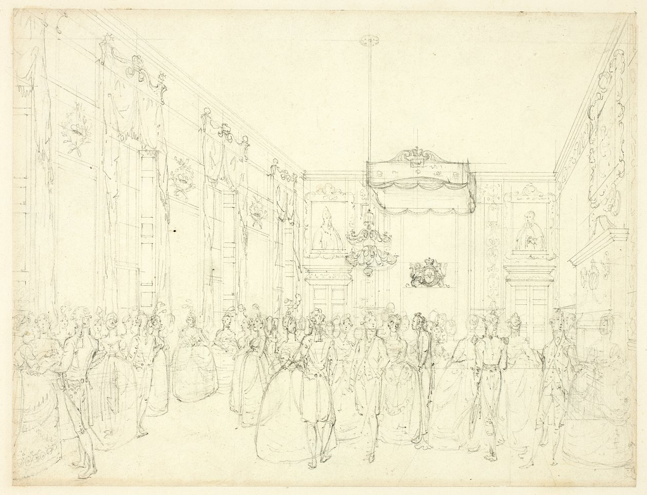 Estudo para Drawing Room, St. James, da Microcosm of London de Augustus Charles Pugin