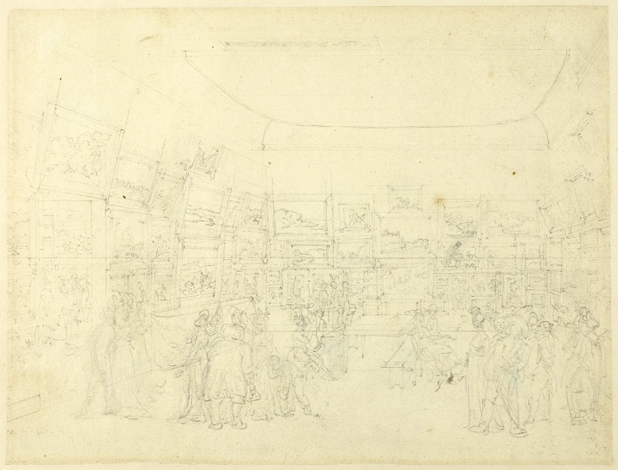 Estudo para uma exposição de desenhos a aguarela, Old Bond Steet, de Microcosmos de Londres de Augustus Charles Pugin