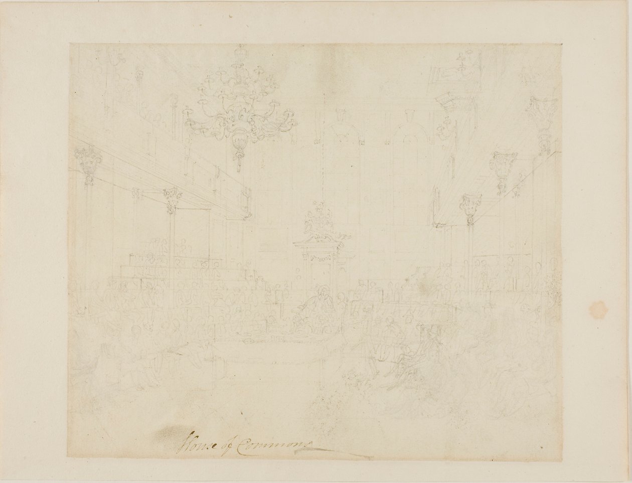 Estudo para a Câmara dos Comuns, da Microcosm of London de Augustus Charles Pugin