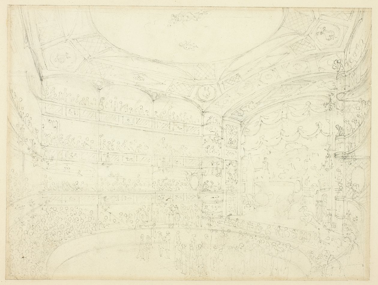 Estudo para Royal Circus, da Microcosm of London de Augustus Charles Pugin