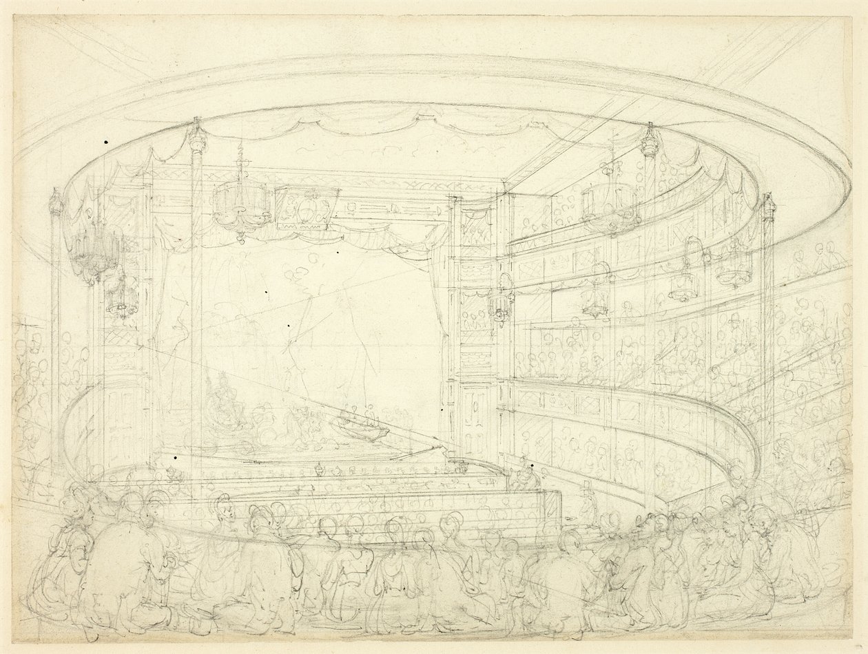 Estudo para Sadlers Wells Theatre de Augustus Charles Pugin